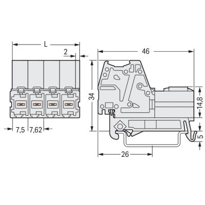 Gniazdo MCS-MAXI 3-biegunowe jasnoszare raster 7,62mm 831-3203/007-000 /48szt./ WAGO (831-3203/007-000)