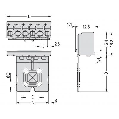 Gniazdo picoMAX raster 5mm 8-biegunowe z płytką uchwytową 2092-1108 /50szt./ WAGO (2092-1108)