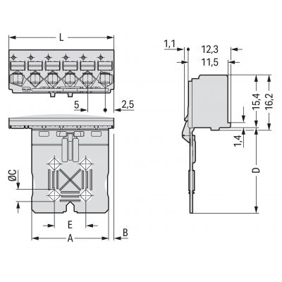 Gniazdo picoMAX raster 5mm 2-biegunowe z płytką uchwytową i suwakiem 2092-1102/002-000 /100szt./ WAGO (2092-1102/002-000)