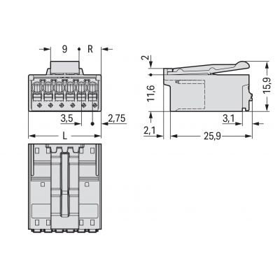 Wtyk picoMAX raster 3,5mm 2-biegunoweunowy 2091-1522/002-000 /200szt./ WAGO (2091-1522/002-000)