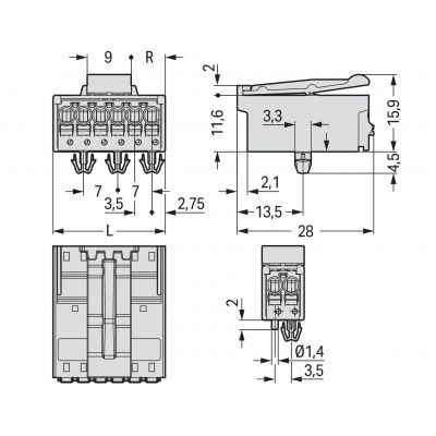 Wtyk picoMAX raster 3,5mm 2-biegunoweunowy ze stopkami zatrzaskowymi 2091-1522/020-000 /200szt./ WAGO (2091-1522/020-000)