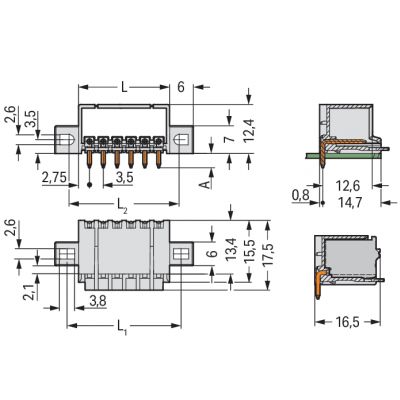 Wtyk picoMAX raster 3,5mm 2-biegunoweunowy z kątowymi pinami i uchwytami 2091-1422/005-000 /200szt./ WAGO (2091-1422/005-000)