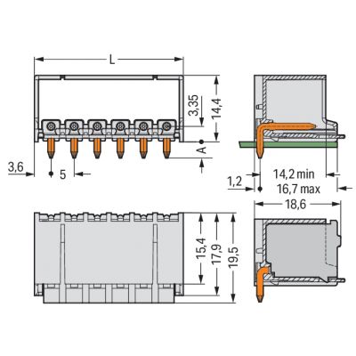 Wtyk picoMAX raster 5mm 2-biegunoweunowy z kątowymi pinami lutowniczymi 2092-1422 /200szt./ WAGO (2092-1422)