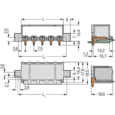 Wtyk picoMAX raster 7,5mm 5-biegunoweunowy z kątowymi pinami i uchwytami 2092-3425/005-000 /100szt./ WAGO (2092-3425/005-000)