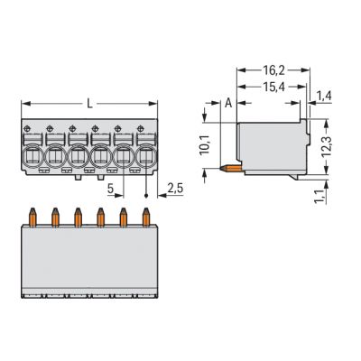 Gniazdo picoMAXeCOM raster 5mm 3-biegunowe z prostymi pinami lutowniczymi z płytką 2092-1153 /100szt./ WAGO (2092-1153)