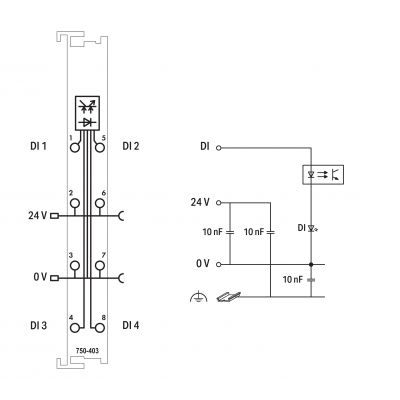 Moduł 4DI 24V DC 0,2ms 750-403 WAGO (750-403)