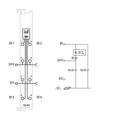 Moduł 4DI 24V DC 0,2ms 750-409 WAGO (750-409)