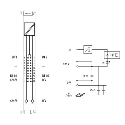 Moduł 16DI 24V DC 3.0ms ze złączem do przewodu taśmowego 750-1402 WAGO (750-1402)