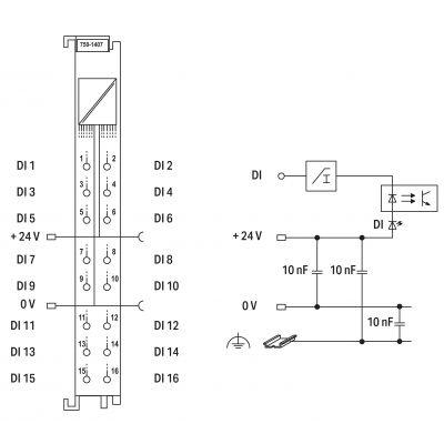 Moduł 16DI 24V DC 3,0ms z zaciskiem CAGE CLAMPS 750-1407 WAGO (750-1407)