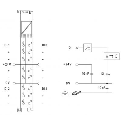 Moduł 4DI 24V DC 3,0ms 750-1420 WAGO (750-1420)