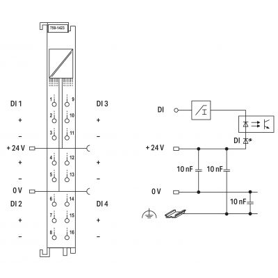 Moduł 4DI 24V DC 0,2ms 750-1423 WAGO (750-1423)