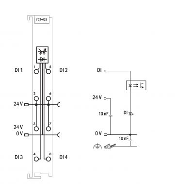 Moduł 4DI 24V DC 3,0ms 753-432 WAGO (753-432)