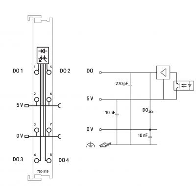 moduł 4DO 5V DC 20mA (750-519)