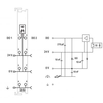 moduł wyjść dwustanowych 2-kanałowy 24 V DC (750-501/000-800)