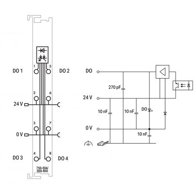 Moduł wyjść dwustanowych 4-kanałowy 24V DC 750-504/000-800 WAGO (750-504/000-800)