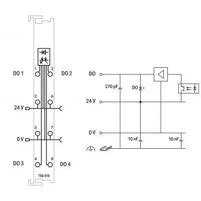 Moduł 4D0 24V DC 0,5A 750-516 WAGO (750-516)