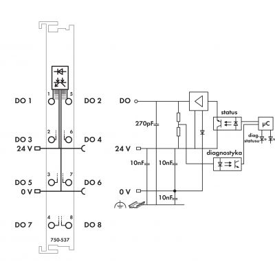 Moduł 8DO 24V DC 0,5A 750-537 WAGO (750-537)