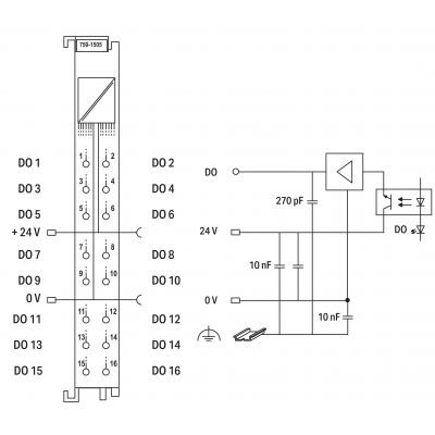 Moduł wyjść cyfrowych 16DO 24V DC 0,5A 750-1505 WAGO (750-1505)