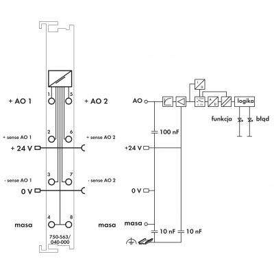 moduł wyjść analogowych XTR 2-kanałowy 18V DC 750-563/040-000 WAGO (750-563/040-000)