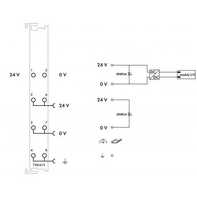 Moduł zasilający 24V DC z zasilaniem magistrali systemowej 750-613 WAGO (750-613)