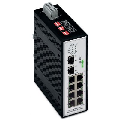 Switch przemysłowy 8 portów 100BASETX/2 sloty 100BASEFX 852-103 WAGO (852-103)