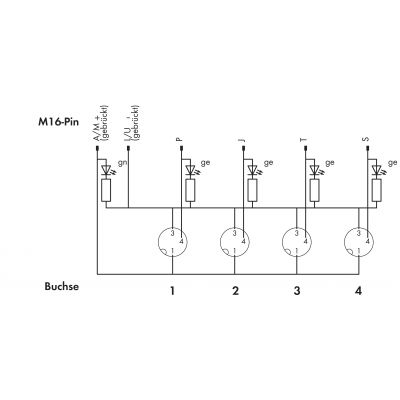 Moduł przyłączeniowy 4-torowy / 3-biegunowy ze złączem M16 757-343 WAGO (757-343)
