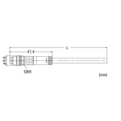 Przewód do czujników, elementów wykonawczych wtyczka prosta M8 / wolny koniec 10m 756-5111/030-100 WAGO (756-5111/030-100)