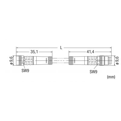 przewód do czujników/el.wykonawczych gniazdo proste/wtyczka prosta M8 2m (756-5201/030-020)