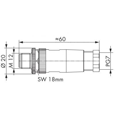 Wtyczka prosta M12 756-9207/050-000 WAGO (756-9207/050-000)