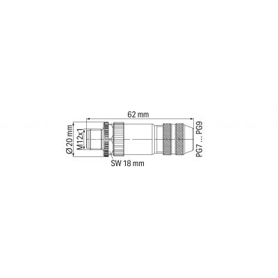 Wtyczka prosta M12 CAN 756-9207/060-000 WAGO (756-9207/060-000)