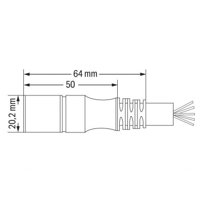 Przewód łączący Gniazdo proste M16 / wolny koniec 10m 756-3205/140-100 WAGO (756-3205/140-100)