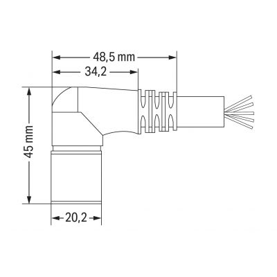 Przewód łączący gniazdo kątowe M16 / wolny koniec 15m 756-3206/140-150 WAGO (756-3206/140-150)