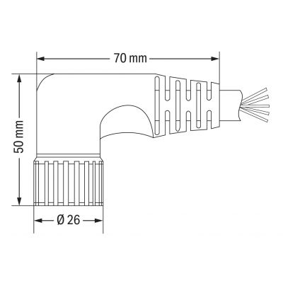 Przewód łączący gniazdo kątowe M23 / wolny koniec 5m 756-3204/190-050 WAGO (756-3204/190-050)