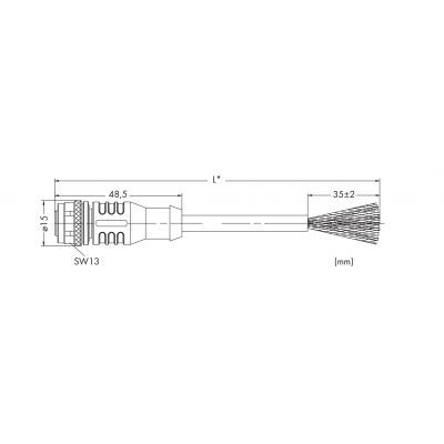 Przewód PROFIBUS Gniazdo proste M12 / wolny koniec 20m 756-1101/060-200 WAGO (756-1101/060-200)