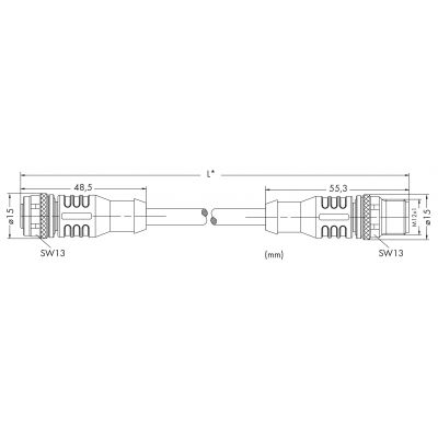 Przewód PROFIBUS Gniazdo proste / wtyczka prosta M12 20m 756-1105/060-200 WAGO (756-1105/060-200)