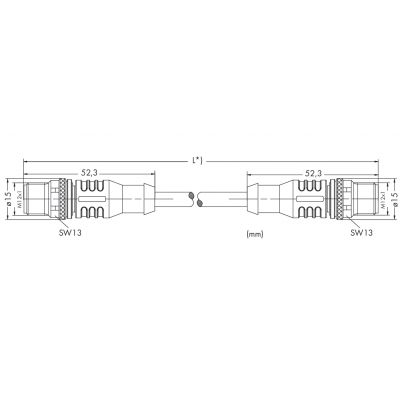 Przewód SERCOS 5m M12 wtyczka prosta / M12 wtyczka prosta 756-1603/060-050 WAGO (756-1603/060-050)