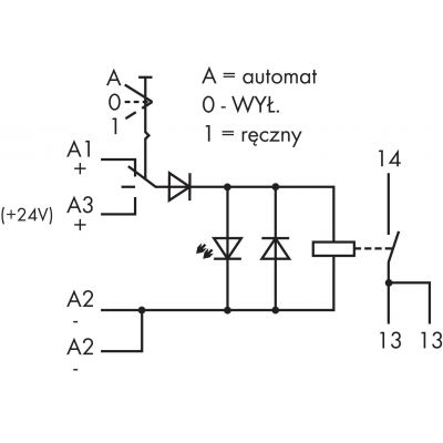 przekaźnik modułowy 24V DC 1z z ręcznym pobudzeniem (789-323)