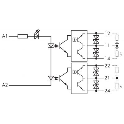 JUMPFLEX optoseparator 24V DC / 2p 24V DC 0,5A (857-1432)