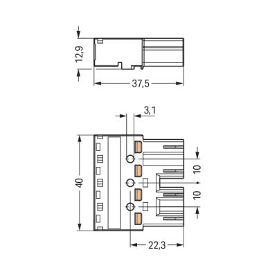 Wtyk 4-torowy zielony kodowanie Q WINSTA 770-1334 /50szt./ WAGO (770-1334)