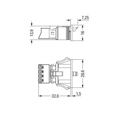 Gniazdo z mocowaniem zatrzaskowym Snap In 4-torowe czarne 890-704 /50szt./ WAGO (890-704)