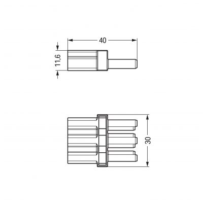Element sprzęgający 3-torowy 1x wtyk / 1x gniazdo czarny WINSTA 770-603 /100szt./ WAGO (770-603)