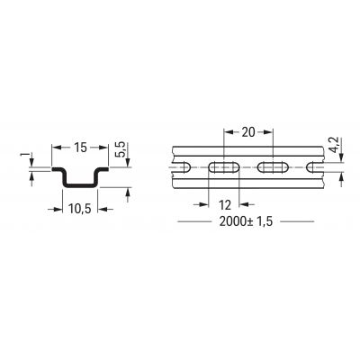 szyna perforowana 2m, 15 x 5,5 mm (210-111/000-001)