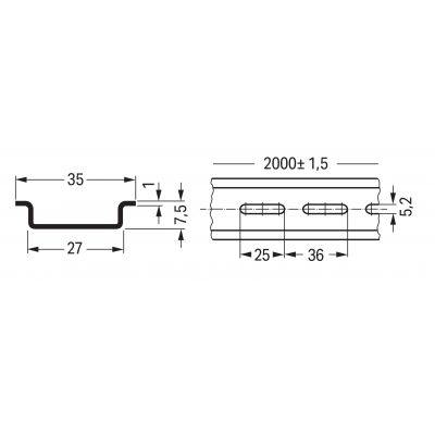 szyna perforowana 2m, 35 x 7,5 x 1mm (210-112/000-001)