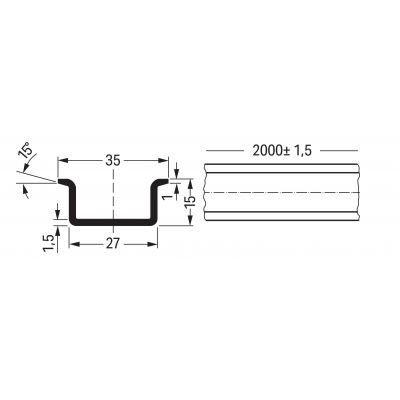 szyna nieperforowana 2m, 35 x 15 mm (210-114/000-001)