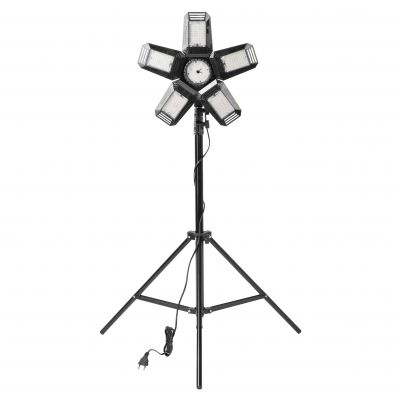 RIGEL LED zestaw: lampa warsztatowa składana 5-skrzydłowa 55W + statyw + adapter (AD-NL-6516)