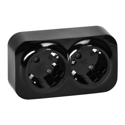 ToDo Gniazdo podwójne 2x2P+Z, 16A/230VAC, IP20,Schuko,Czarne10 sztuk (OR-OE-7206(GS)/B/10)
