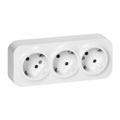 Gniazdo potrójne natynkowe ToDo 2P+Z Schuko IP20, 16A, 230V AC, 16A, 230V AC, biały, 10 sztuk (OR-OE-7209(GS)/W/10)
