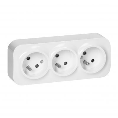 Gniazdo potrójne natynkowe ToDo 2P+Z IP20, 16A, 230V AC, 16A, 230V AC, biały, 10 sztuk (OR-OE-7209/W/10)