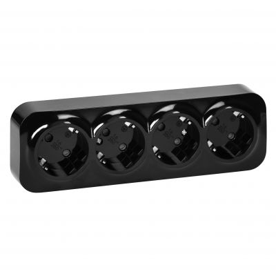 Gniazdo poczwórne natynkowy ToDo 2P+Z Schuko IP20, 16A, 230V AC, 16A, 230V AC, czarny (OR-OE-7210(GS)/B)
