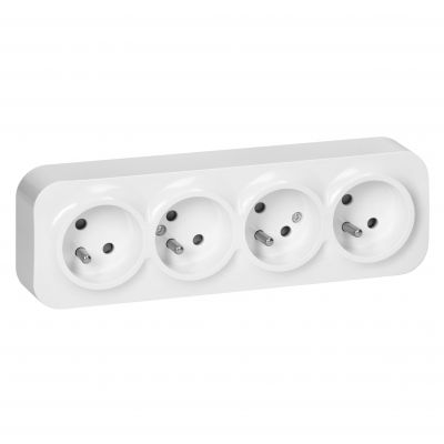 Gniazdo poczwórne natynkowy ToDo 2P+Z IP20, 16A, 230V AC, 16A, 230V AC, biały, 8 sztuk (OR-OE-7210/W/8)
